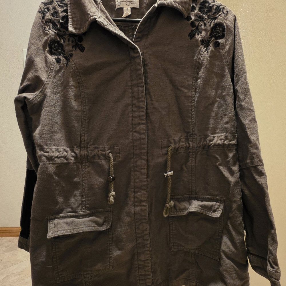 Women's Gray Embroidered Jacket
